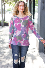 Load image into Gallery viewer, Beautiful You Magenta Floral Vintage Two Tone Knit Top