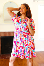 Load image into Gallery viewer, Feel Your Best Multicolor Floral Tiered Front Tie Pocketed Dress