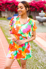 Load image into Gallery viewer, Under The Sun Abstract Floral Smocked Waist V Neck Flutter Sleeve Romper