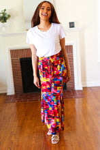 Load image into Gallery viewer, Vacay Vibes Kaleidoscope Smocked Waist Side Slit Palazzo Pants