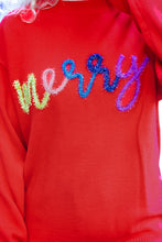 Load image into Gallery viewer, More The Merrier Red Pop Up Lurex Sweater