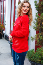 Load image into Gallery viewer, More The Merrier Red Pearl Christmas Tree Jacquard Sweater
