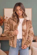 Load image into Gallery viewer, Homecoming Faux Fur Zip Up Jacket