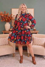 Load image into Gallery viewer, Bold Blooms Long Sleeve Tiered Mini Dress