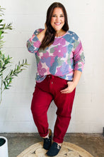 Load image into Gallery viewer, Beautiful You Magenta Floral Vintage Two Tone Knit Top