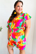 Load image into Gallery viewer, Under The Sun Abstract Floral Smocked Waist V Neck Flutter Sleeve Romper