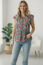 Load image into Gallery viewer, Flirting in the Museum Emerald Blouse