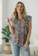 Load image into Gallery viewer, Flirting in the Museum Emerald Blouse