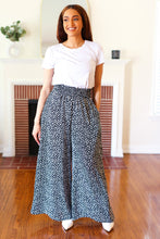 Load image into Gallery viewer, Let's Meet Up Black Animal Print Smocked Waist Palazzo Pants
