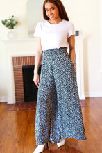 Load image into Gallery viewer, Let's Meet Up Black Animal Print Smocked Waist Palazzo Pants
