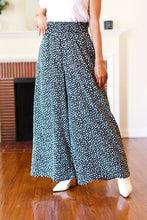 Load image into Gallery viewer, Let's Meet Up Black Animal Print Smocked Waist Palazzo Pants
