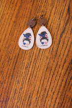 Load image into Gallery viewer, USA Flag "#MOMLIFE" Wooden Dangle Earrings
