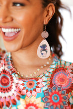 Load image into Gallery viewer, USA Flag "#MOMLIFE" Wooden Dangle Earrings
