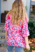 Load image into Gallery viewer, Feeling Femmi Pink &amp; Fuchsia Floral Peplum Woven Top
