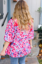 Load image into Gallery viewer, Feeling Femmi Pink &amp; Fuchsia Floral Peplum Woven Top
