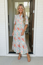 Load image into Gallery viewer, Lunch at the Museum Floral Midi Dress in Sky Blue
