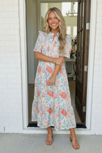 Load image into Gallery viewer, Lunch at the Museum Floral Midi Dress in Sky Blue
