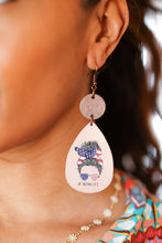 Load image into Gallery viewer, USA Flag "#MOMLIFE" Wooden Dangle Earrings
