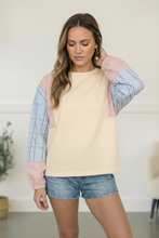 Load image into Gallery viewer, My Casual Cutie Oatmeal Patchwork Top
