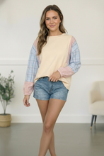 Load image into Gallery viewer, My Casual Cutie Oatmeal Patchwork Top
