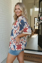 Load image into Gallery viewer, Stars and Patches Quilted Print Top
