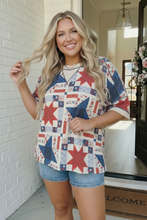 Load image into Gallery viewer, Stars and Patches Quilted Print Top
