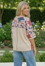 Load image into Gallery viewer, Stars and Patches Quilted Print Top

