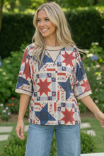Load image into Gallery viewer, Stars and Patches Quilted Print Top

