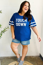 Load image into Gallery viewer, Stand Out Blue "TOUCHDOWN" Sequin Bubble Sleeve Game Day Top
