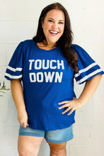 Load image into Gallery viewer, Stand Out Blue "TOUCHDOWN" Sequin Bubble Sleeve Game Day Top
