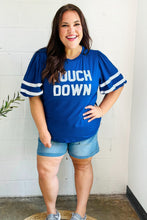 Load image into Gallery viewer, Stand Out Blue "TOUCHDOWN" Sequin Bubble Sleeve Game Day Top
