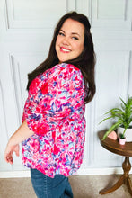 Load image into Gallery viewer, Feeling Femmi Pink &amp; Fuchsia Floral Peplum Woven Top
