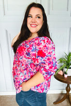 Load image into Gallery viewer, Feeling Femmi Pink &amp; Fuchsia Floral Peplum Woven Top
