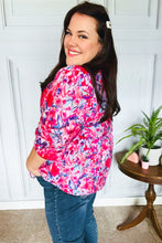Load image into Gallery viewer, Feeling Femmi Pink &amp; Fuchsia Floral Peplum Woven Top

