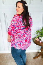 Load image into Gallery viewer, Feeling Femmi Pink &amp; Fuchsia Floral Peplum Woven Top
